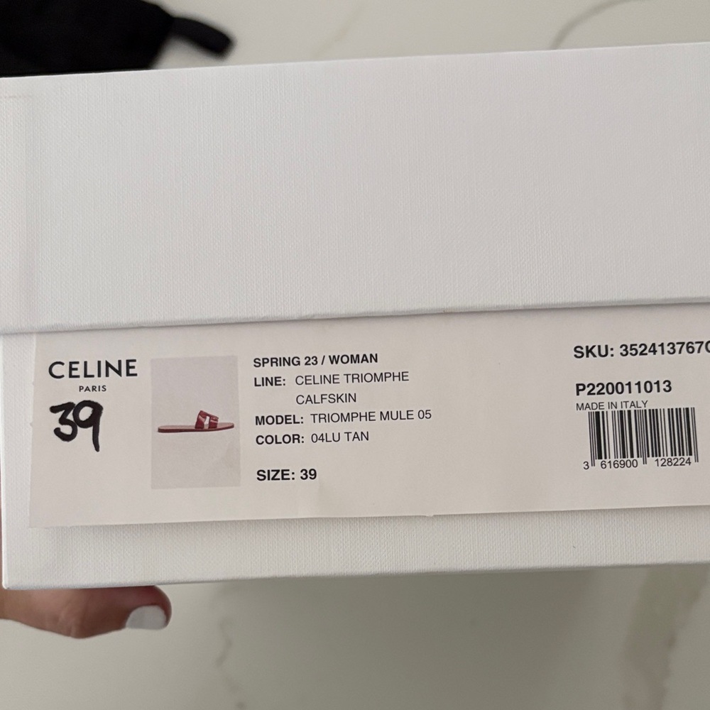 Celine Tan Triomphe Mule Sandals with Gold Details EU 39 - Picture 6 of 8